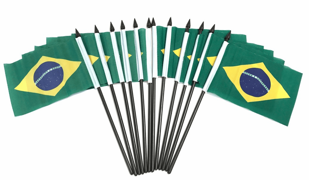 Brazil Polyester Table Flags - 12 Per Pack