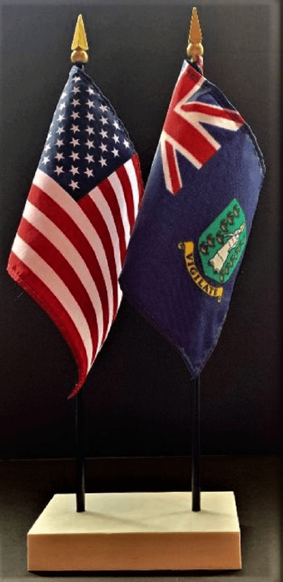 British Virgin Islands and US Flag Desk Set