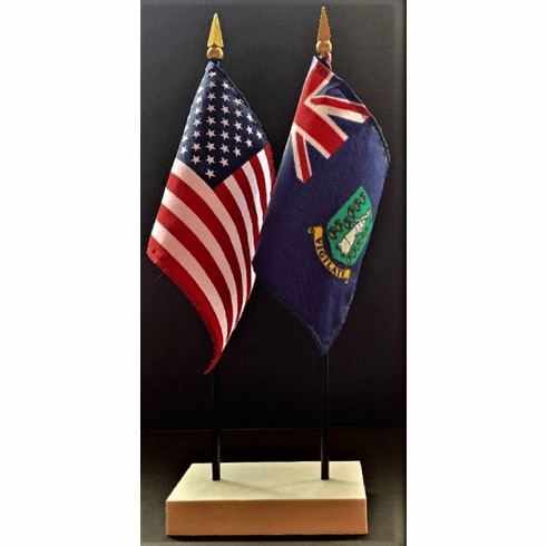 British Virgin Islands and US Flag Desk Set