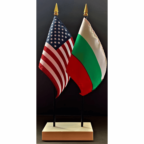 Bulgaria and US Flag Desk Set