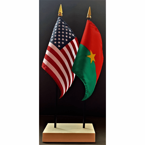 Burkina Faso and US Flag Desk Set