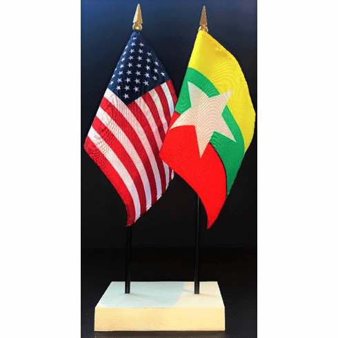 Burma and US Flag Desk Set