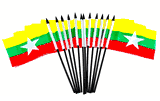 Myanmar (Burma) Polyester Table Flags - 12 Per Pack