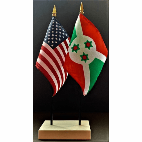 Burundi and US Flag Desk Set