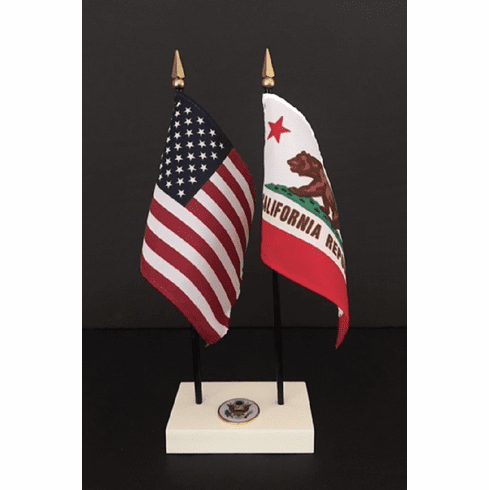 California and US Flag Executive Desk Set