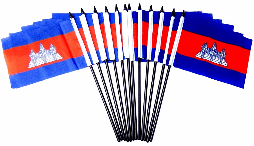 Cambodia Polyester Table Flags - 12 pack