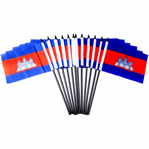 Cambodia Polyester Table Flags - 12 pack