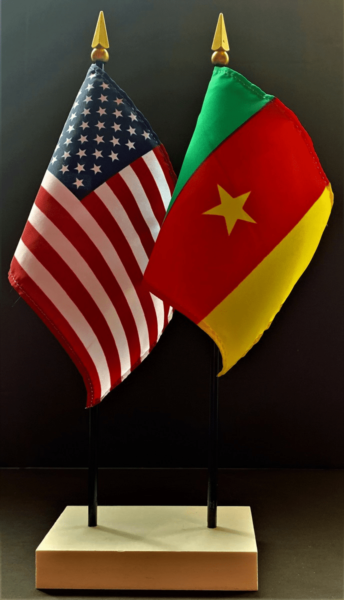 Cameroon and US Flag Desk Set