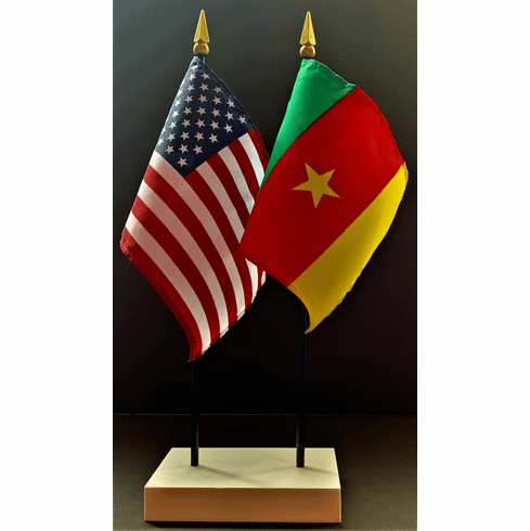 Cameroon and US Flag Desk Set