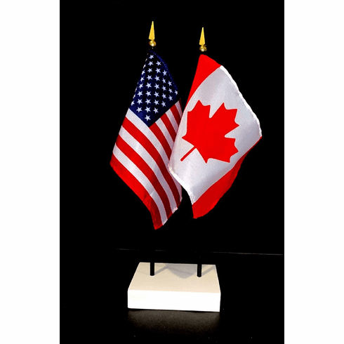 Canada and US Flag Desk Set
