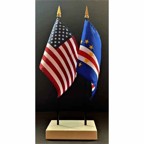 Cape Verde and US Flag Desk Set