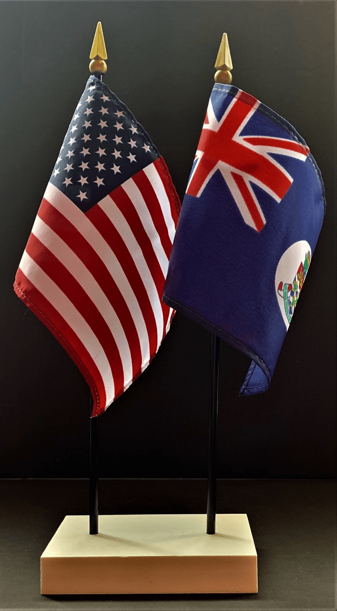 Cayman Islands and US Flag Desk Set