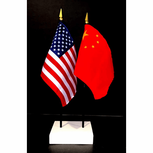 China and US Flag Desk Set