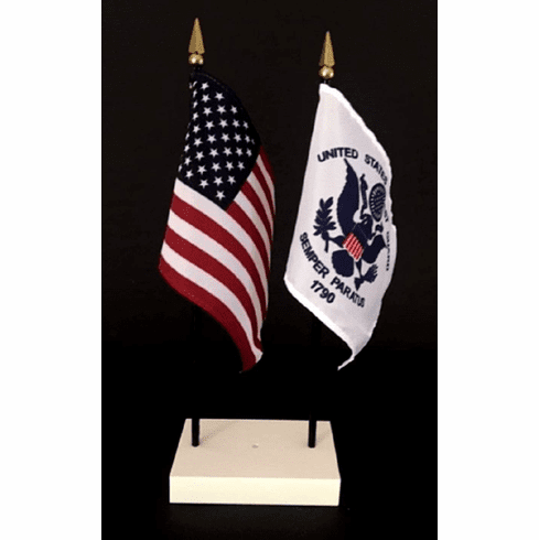 Coast Guard and US Flag Desk Set 