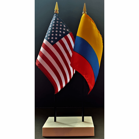 Colombia and US Flag Desk Set