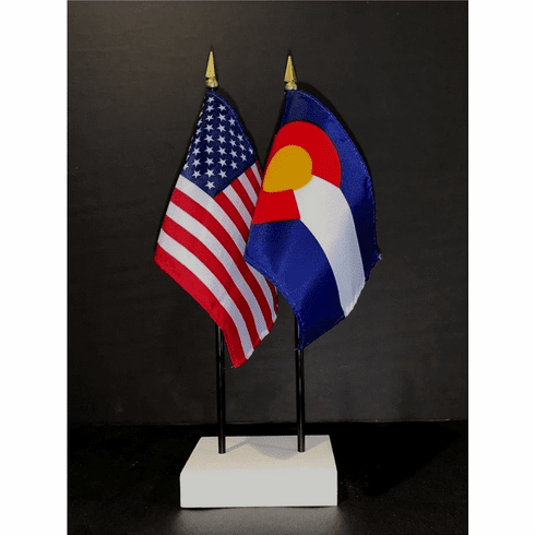 Colorado and US Flag Desk Set