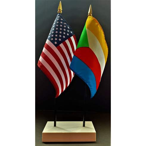 Comoros and US Flag Desk Set