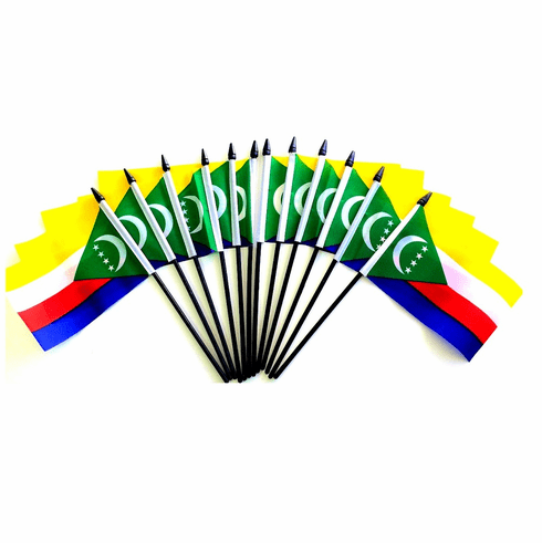 Comoros Polyester Table Flags - 12 Per Pack