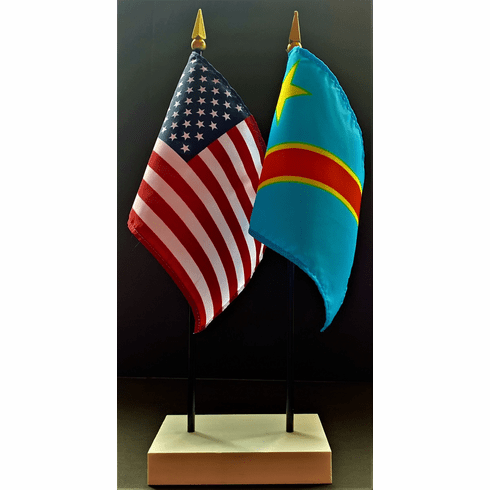 Congo, Democratic Republic and US Flag Desk Set