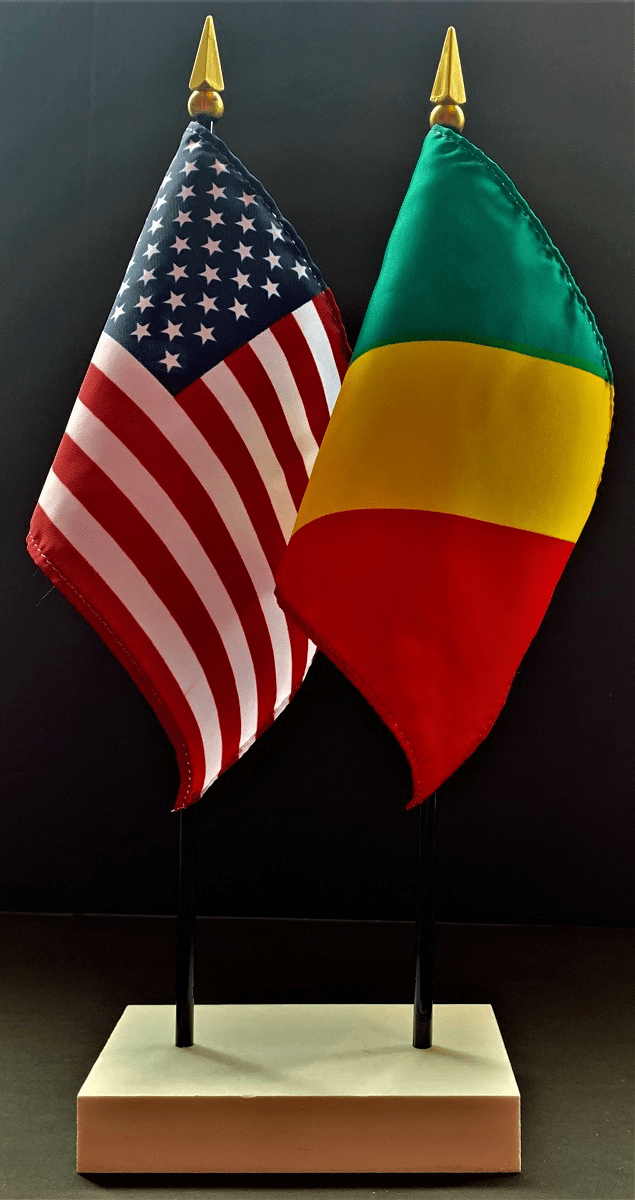 Congo, Republic and US Flag Desk Set
