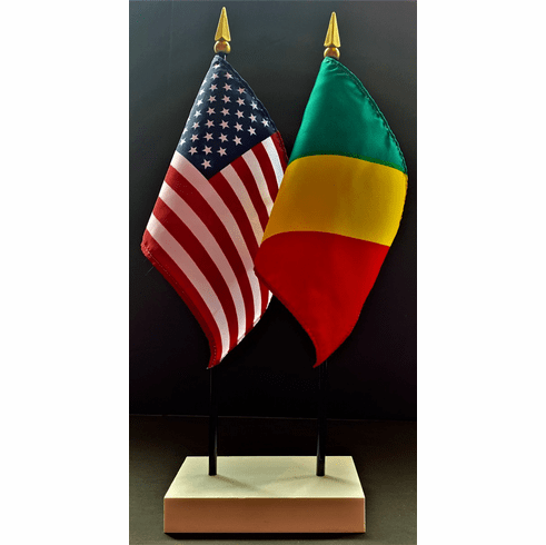 Congo, Republic and US Flag Desk Set