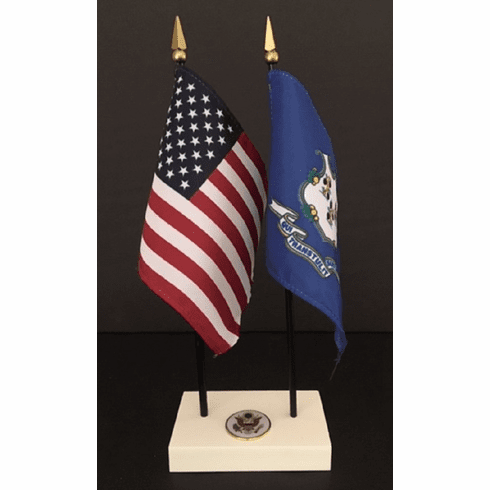 Connecticut and US Flag Executive Desk Set