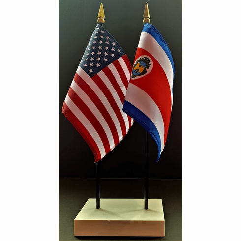 Costa Rica and US Flag Desk Set