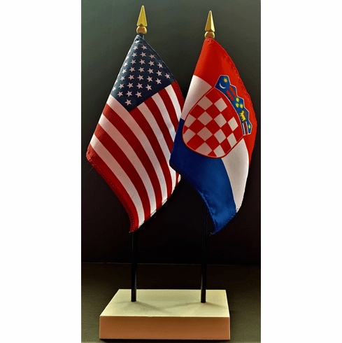 Croatia and US Flag Desk Set
