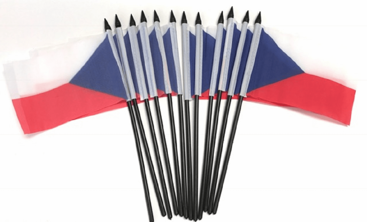 Czech Republic Polyester Table Flag - 12 pack