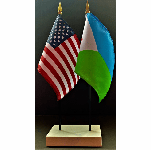 Djibouti and US Flag Desk Set