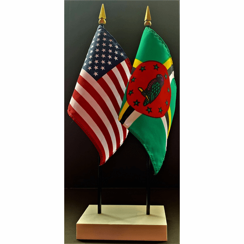 Dominica and US Flag Desk Set