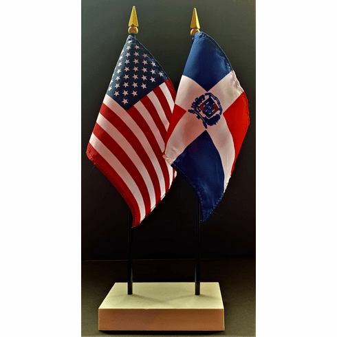 Dominican Republic and US Flag Desk Set