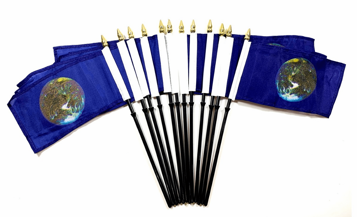 Earth Polyester Table Flags - 12 pack