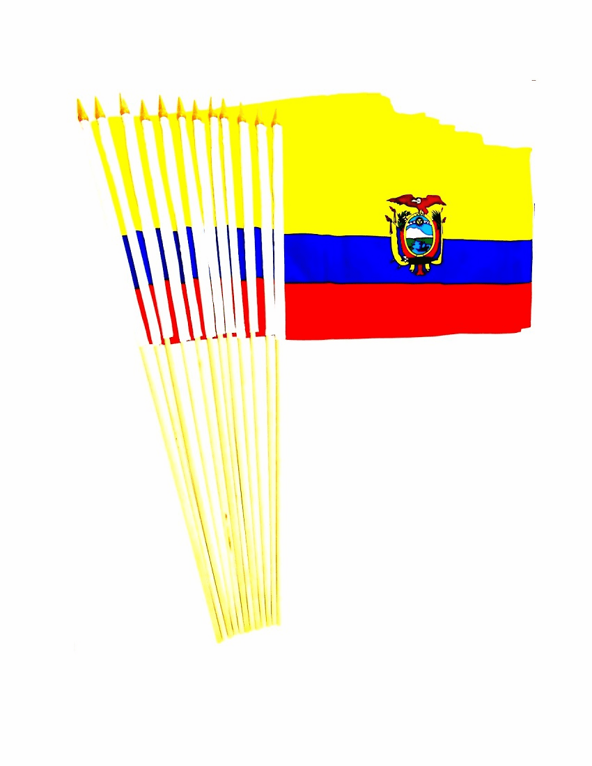 Ecuador 12" x 18" Stick Flags