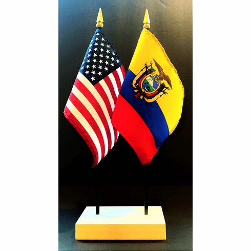 Ecuador and US Flag Desk Set