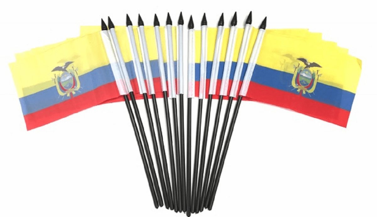 Ecuador Polyester Table Flags - 12 Per Pack