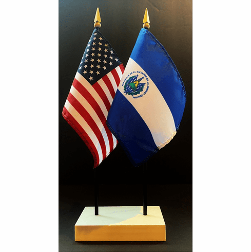 El Salvador and US Flag Desk Set