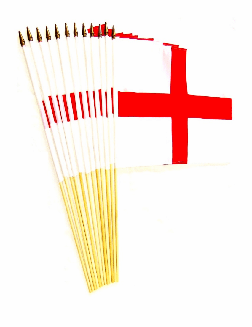 England St. George's Cross 12" x 18" Stick Flags