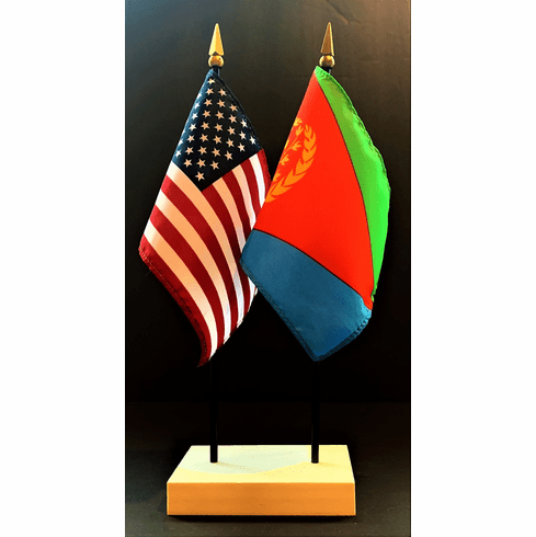 Eritrea and US Flag Desk Set