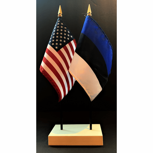 Estonia and US Flag Desk Set