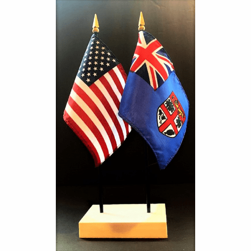 Fiji and US Flag Desk Set