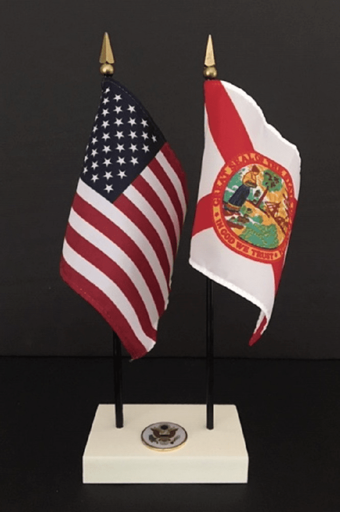 Florida and US Flag Executive Desk Set