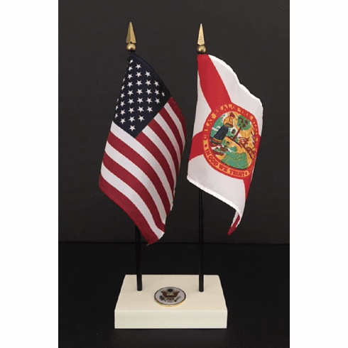 Florida and US Flag Executive Desk Set