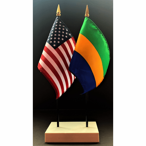 Gabon and US Flag Desk Set