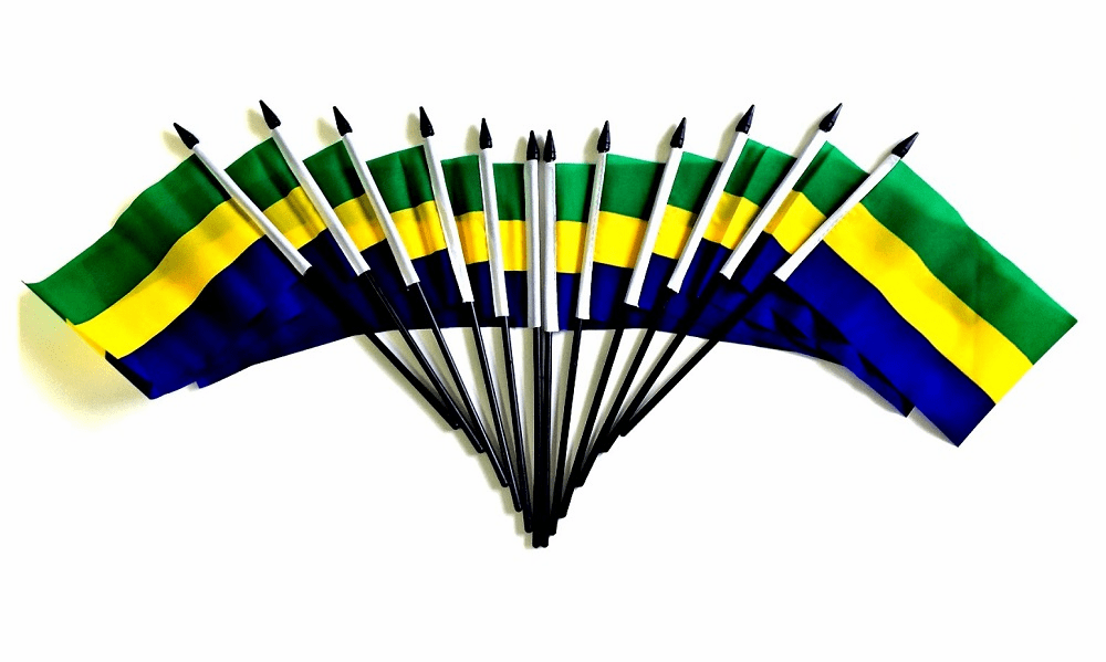 Gabon Polyester Table Flags - 12 Per Pack