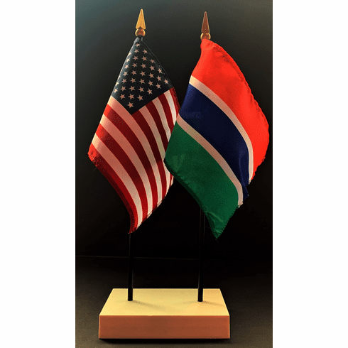 Gambia and US Flag Desk Set