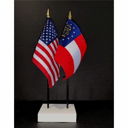 Georgia and US Flag Desk Set
