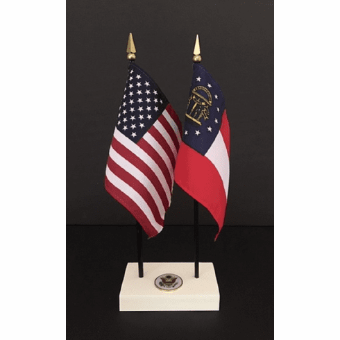 Georgia and US Flag Executive Desk Set