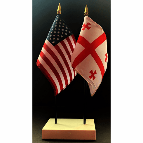 Georgia Republic and US Flag Desk Set