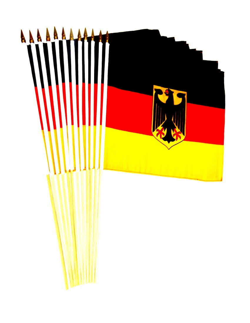 Germany W/Eagle 12" x 18" Stick Flags